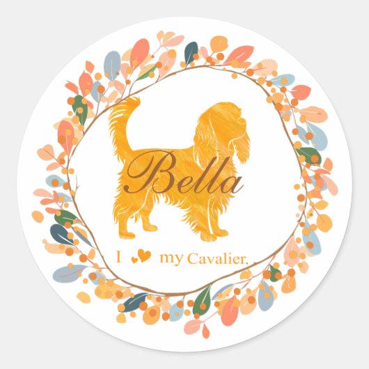 Cavalier Sticker - Personalisiertes Pastell-Orange (Vorderseite)
