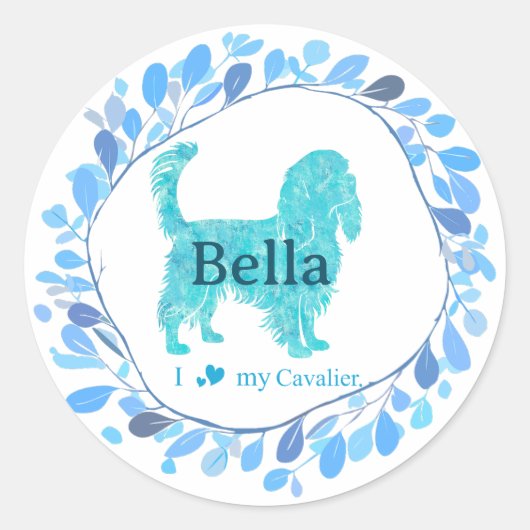 Cavalier Sticker – Personalized Pastel Blue Gift (Vorderseite)