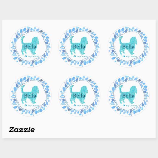 Cavalier Sticker – Personalized Pastel Blue Gift (Blatt)
