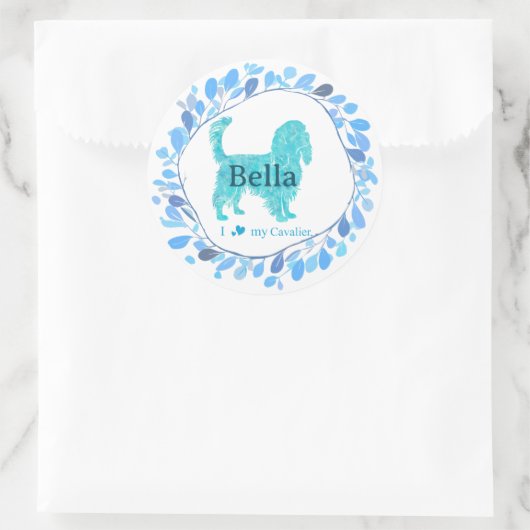 Cavalier Sticker – Personalized Pastel Blue Gift (Tasche)