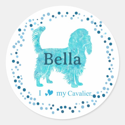 Cavalier Sticker – Personalized Pastel Blue Gift (Vorderseite)