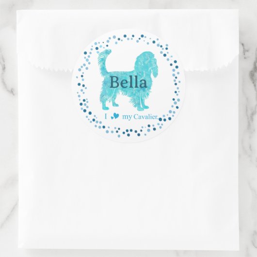 Cavalier Sticker – Personalized Pastel Blue Gift (Tasche)