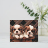 Cavalier Welppies Postkarte (Stehend Vorderseite)