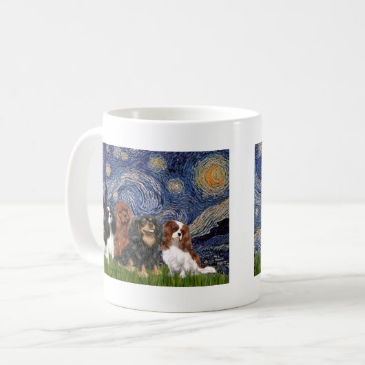 Cavaliers (vier) - Starry Night Kaffeetasse (Vorderseite Links)