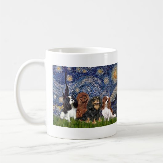 Cavaliers (vier) - Starry Night Kaffeetasse (Links)