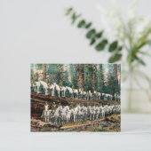 Cavalry Truppe auf Redwood Tree Vintage Postkarte (Stehend Vorderseite)