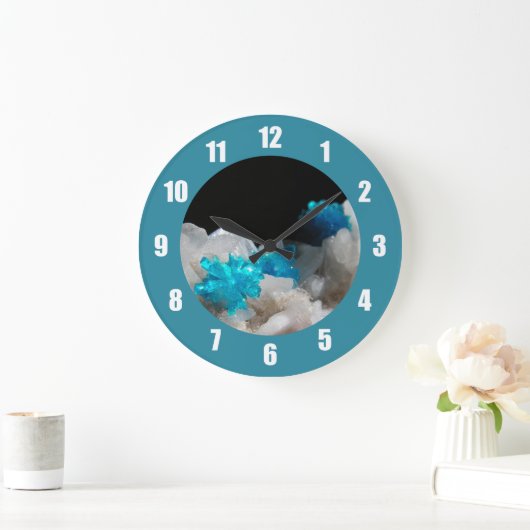 Cavansite auf Stilbite Große Wanduhr (Zuhause)