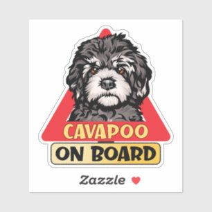 Cavapoo an Bord Süßer Spielzeughund rotes Verkehrs Aufkleber
