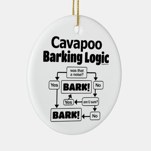 Cavapoo Barking Logic Keramik Ornament (Rechts)