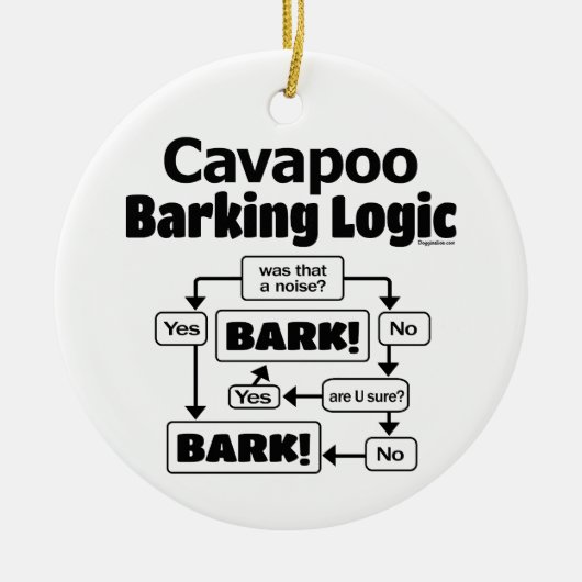 Cavapoo Barking Logic Keramik Ornament (Vorne)