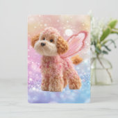 Cavapoo Cavoodle Angel Fairy Birthday Einladung (Stehend Vorderseite)