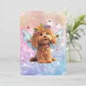 Cavapoo Cavoodle Angel Fairy Birthday Einladung (Stehend Vorderseite)