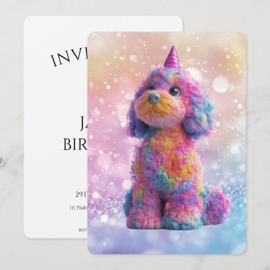 Cavapoo Cavoodle Birthday Einladung (Vorne/Hinten)