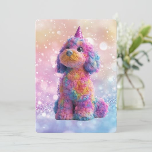 Cavapoo Cavoodle Birthday Einladung (Stehend Vorderseite)