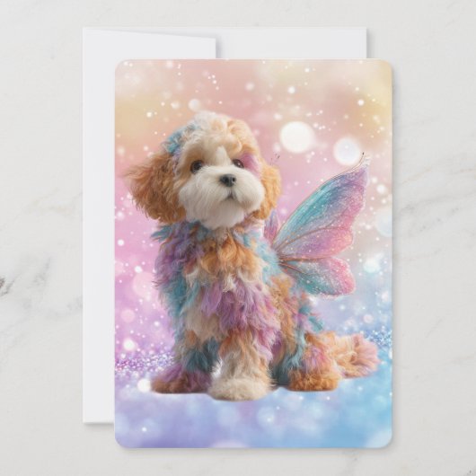 Cavapoo Cavoodle Engel Fee Geburtstag Einladung (Vorderseite)
