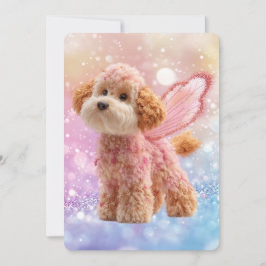 Cavapoo Cavoodle Engel Fee Geburtstag Einladung (Vorderseite)