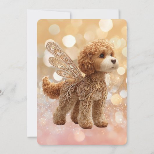 Cavapoo Cavoodle Engel Fee Geburtstag Einladung (Vorderseite)