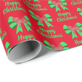 Cavapoo Christmas Dog & Green Bow Geschenkpapier (Rolleneckpunkt)
