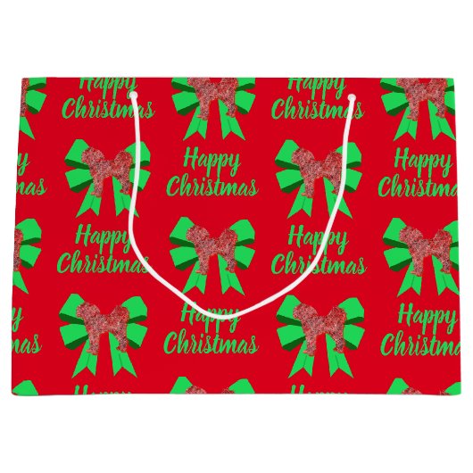 Cavapoo Christmas Dog & Green Bow Große Geschenktüte (Vorderseite)