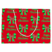 Cavapoo Christmas Dog & Green Bow Große Geschenktüte (Rückseite)