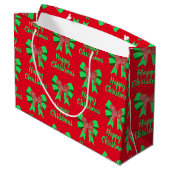 Cavapoo Christmas Dog & Green Bow Große Geschenktüte (Rückseite Schrägansicht)