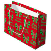Cavapoo Christmas Dog & Green Bow Große Geschenktüte (Vorderseite Schrägansicht)