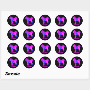 Cavapoo Crazy Hot Pink und Blue Runder Aufkleber