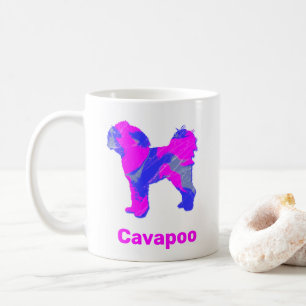 Cavapoo Crazy Hot Pink und Blue White Coffee Tasse