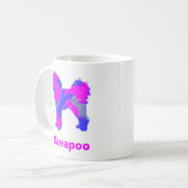 Cavapoo Crazy Hot Pink und Blue White Coffee Tasse (Vorderseite Links)