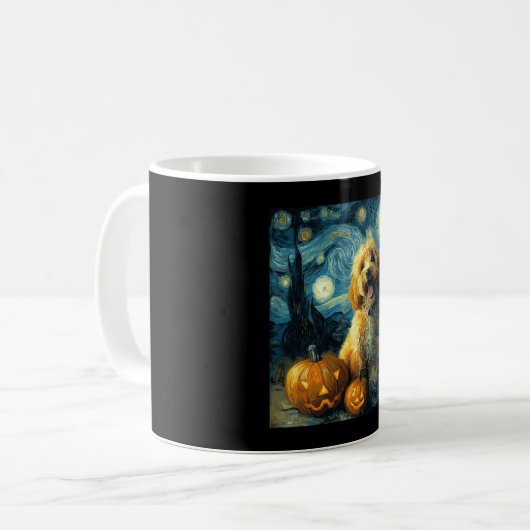 Cavapoo Cute Dog Halloween Jack O Lantern Pumpkin Kaffeetasse (Vorderseite Links)