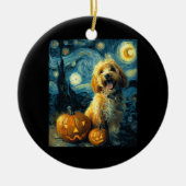 Cavapoo Cute Dog Halloween Jack O Lantern Pumpkin Keramik Ornament (Vorne)