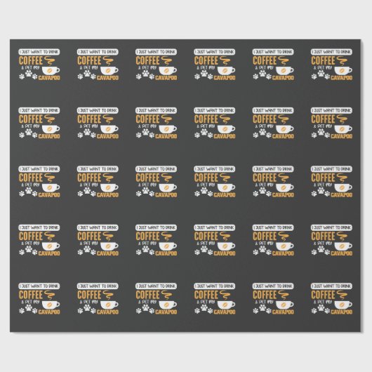 Cavapoo Dog Besitzer Kaffee Bean Drink Geschenkpapier (Flach)