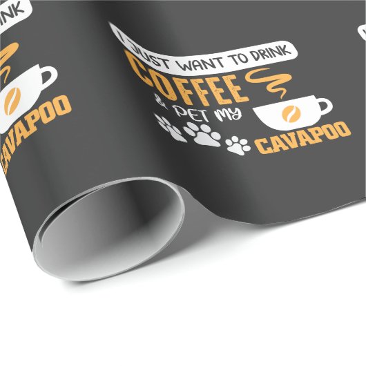Cavapoo Dog Besitzer Kaffee Bean Drink Geschenkpapier (Rolleneckpunkt)