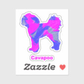 Cavapoo Dog Crazy Hot Pink & Blue Cut Sticker (Blatt)