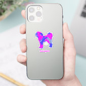 Cavapoo Dog Crazy Hot Pink & Blue Cut Sticker (Telefon)