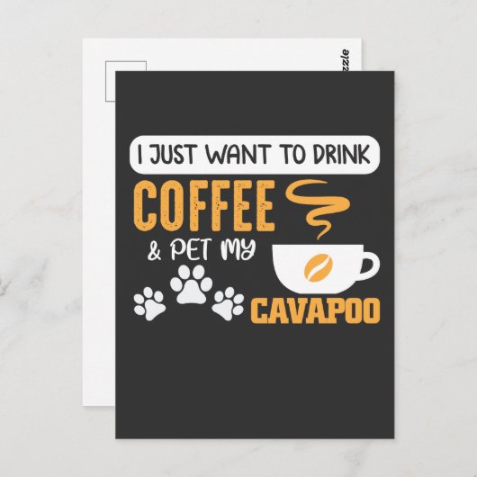 Cavapoo Dog Eigentümer Kaffee Bean Drink Postkarte (Vorne/Hinten)