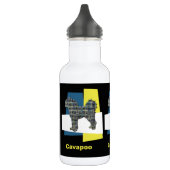 Cavapoo Dog Gelb & Blau Tri-Color Grid Edelstahlflasche (Links)