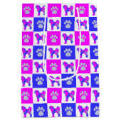 Cavapoo Dog & Paw Hot Pink & Blue Mittlere Geschenktüte (Rückseite)