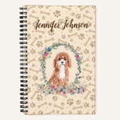 Cavapoo Dog Paw Print & Floral Niedlich Notizblock (Vorderseite)