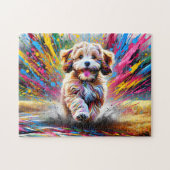 Cavapoo Dog Portrait Akryllische Kunst Print Dog L Puzzle (Horizontal)