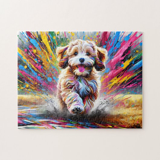 Cavapoo Dog Portrait Akryllische Kunst Print Dog L Puzzle (Horizontal)