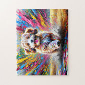 Cavapoo Dog Portrait Akryllische Kunst Print Dog L Puzzle (Vertikal)