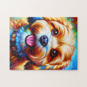 Cavapoo Dog Portrait Akryllische Kunst Print Dog L Puzzle (Horizontal)