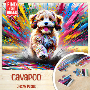 Cavapoo Dog Portrait Akryllische Kunst Print Dog L Puzzle
