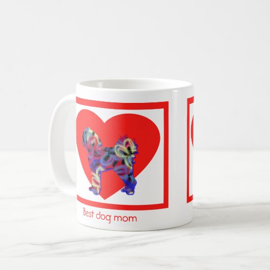 Cavapoo Dog Red Valentine's Day Heart Kaffeetasse (Vorderseite Links)