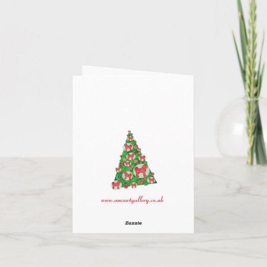 Cavapoo Dog Silhouette Baubles Weihnachtsbaum Karte (Rückseite)