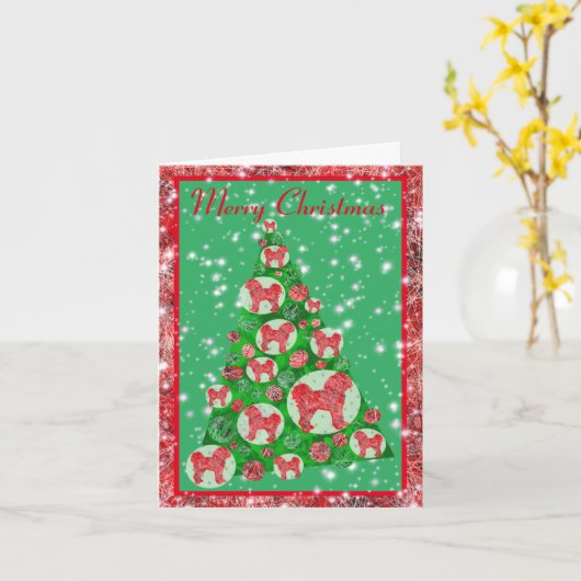 Cavapoo Dog Silhouette Baubles Weihnachtsbaum Karte (Gelbe Blume)