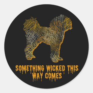 Cavapoo Dog Silhouette Spaß Halloween Runder Aufkleber