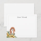 Cavapoo Dog Sonnenblume Eukalyptus Personalisiert Mitteilungskarte (Vorne/Hinten)