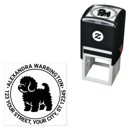 Cavapoo Dog Stehend Sil Name Rücksendeadresse Permastempel (Beispiel)